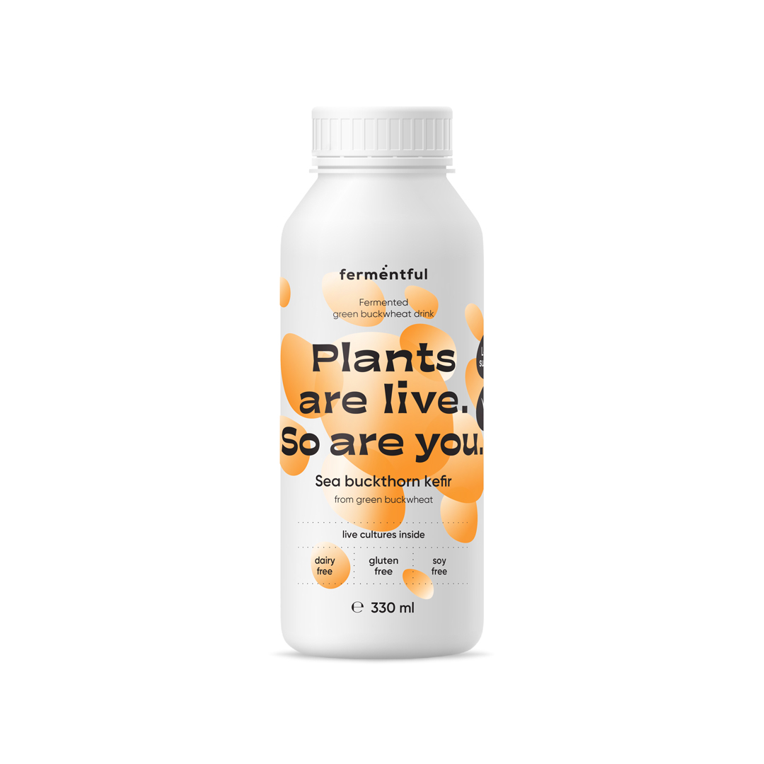 Plantbased kefir from green buckwheat, sea buckthorn, 330ml Plant
